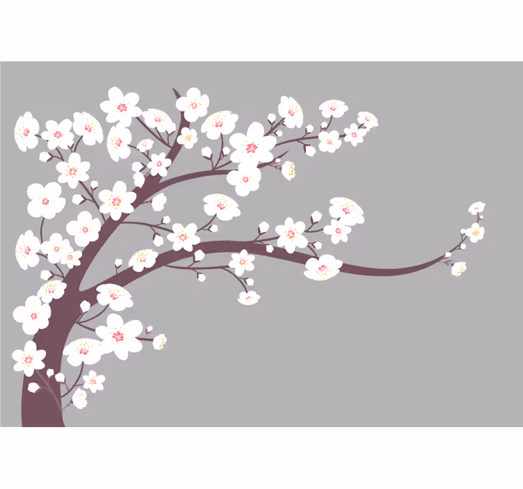 Store enrouleur cuisine fleurs blanches fond gris - TenStickers