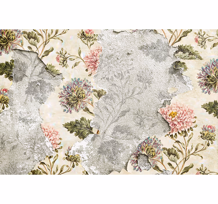 Store enrouleur cuisine fleurs vintage sur fond beige - TenStickers