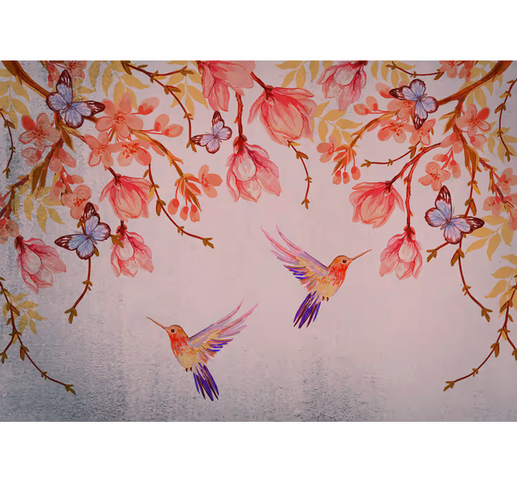 Store enrouleur cuisine magnolia et oiseaux chinois - TenStickers