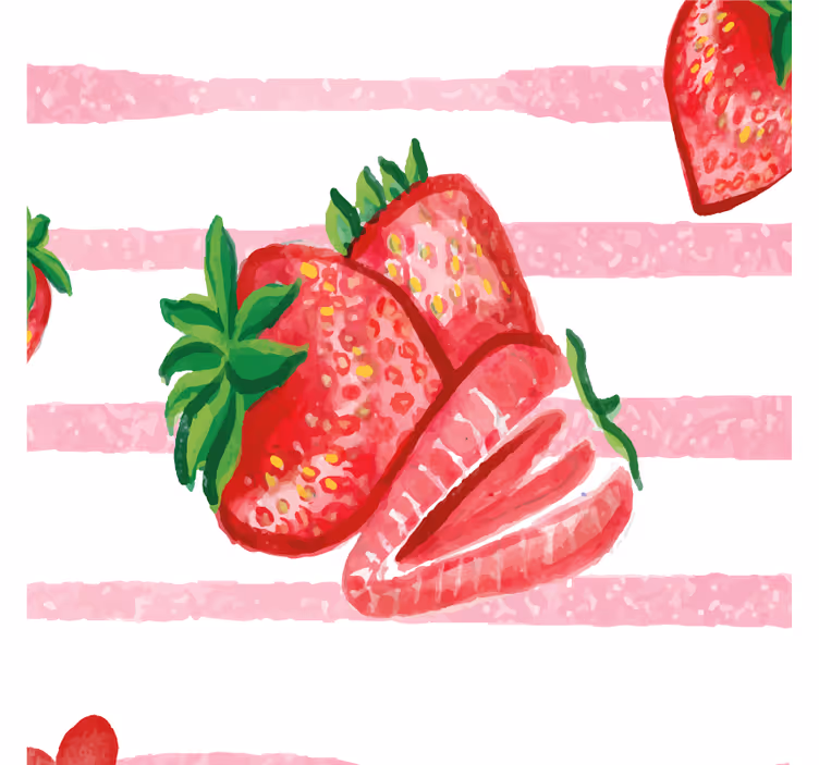 Store enrouleur cuisine fraises sans couture sur rayures - TenStickers