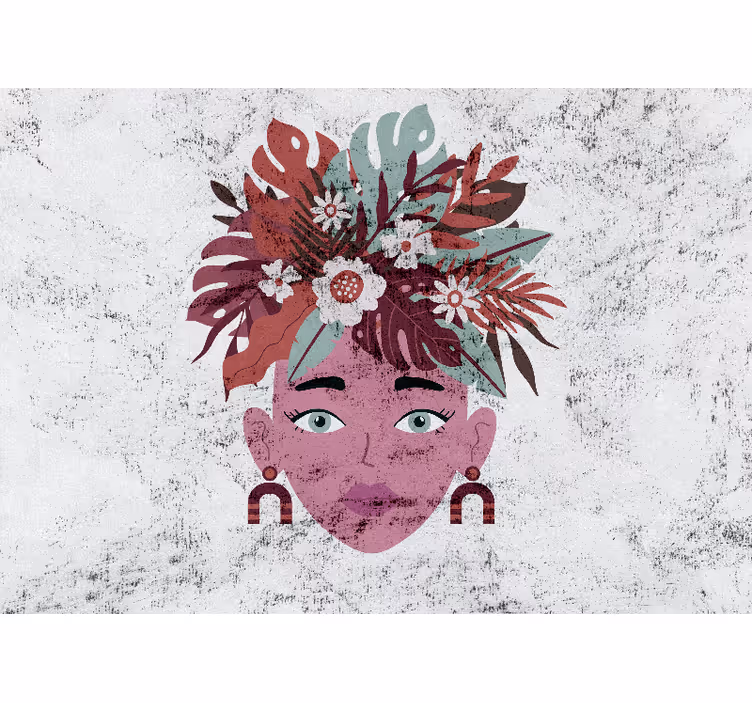 Store enrouleur blanc design moderne femme et fleurs - TenStickers