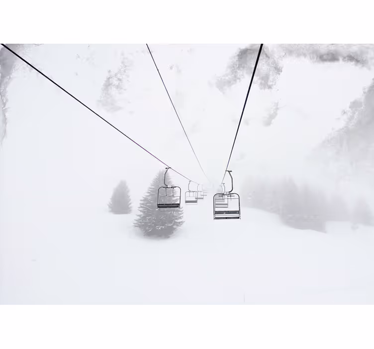 Store enrouleur blanc photo de téléphérique sur neige - TenStickers