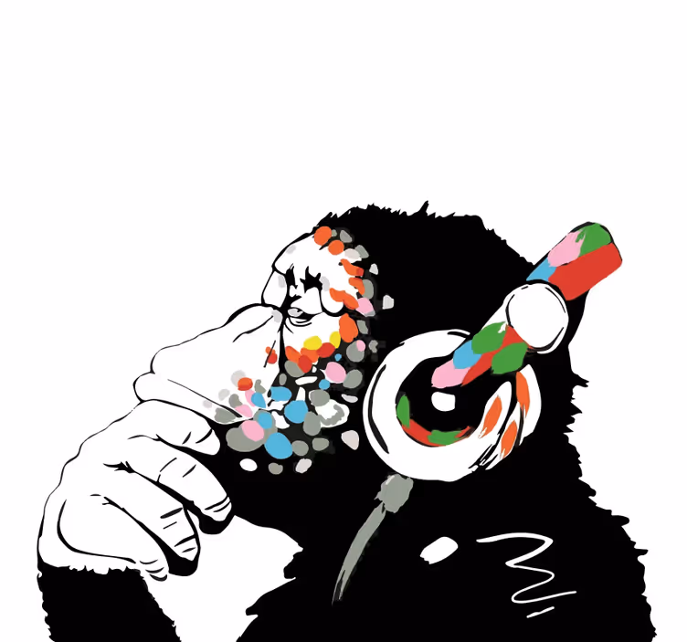 Store enrouleur salon mono banksy musique - TenStickers
