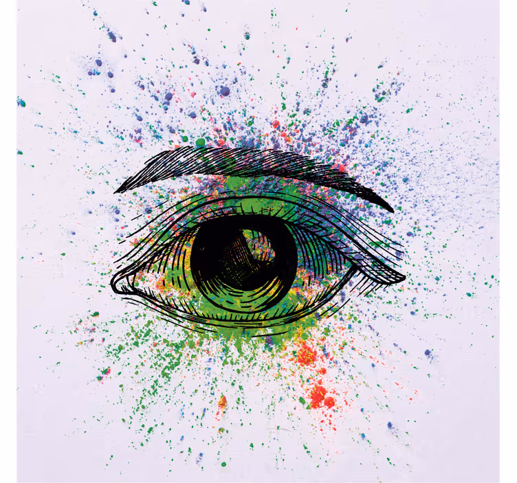 Store enrouleur salon yeux colorés abstraits - TenStickers