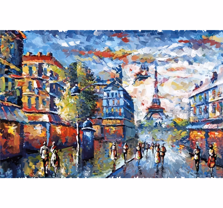 Store enrouleur salon style boho aquarelle paris - TenStickers