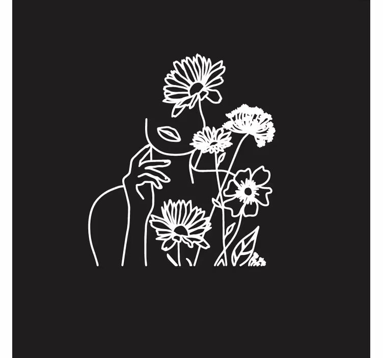 Store enrouleur salon femme et tournesols minimaliste - TenStickers