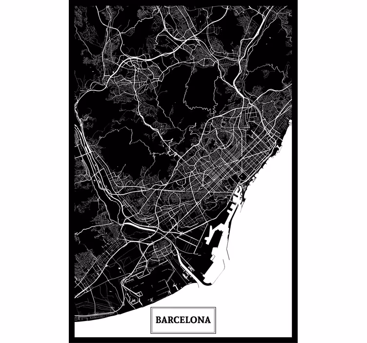 Store enrouleur salon carte topographique barcelone - TenStickers