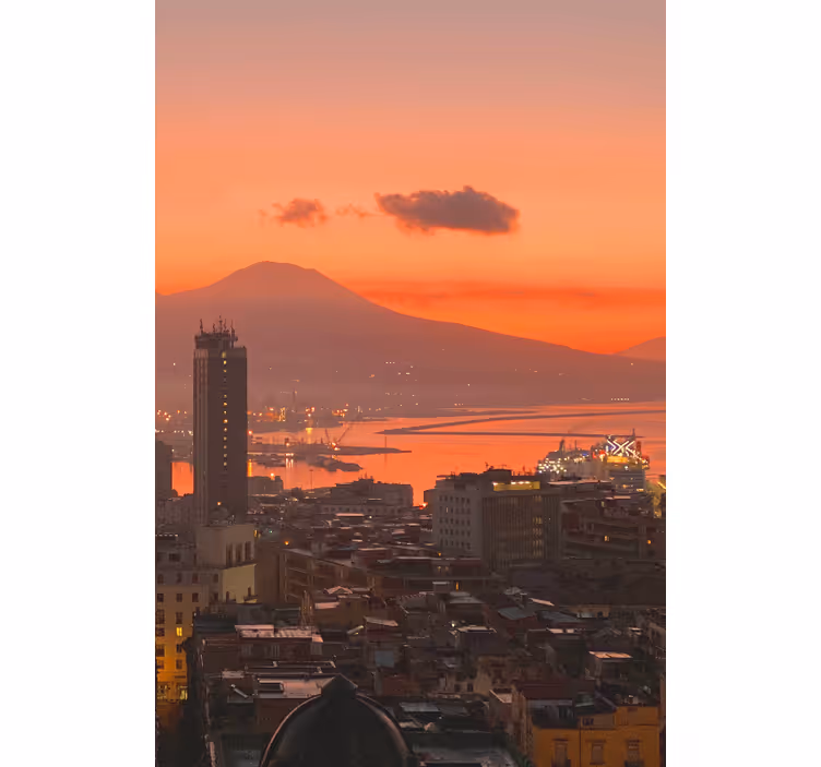 Store enrouleur salon naples au coucher de soleil - TenStickers