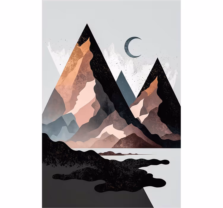Store enrouleur salon montagnes géométriques nordiques - TenStickers