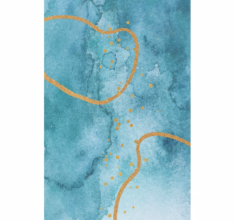 Store enrouleur salon abstrait aquamarine et or - TenStickers