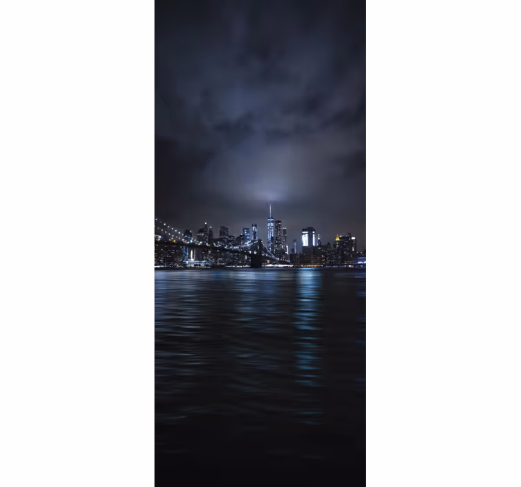 Store enrouleur noir panorama nocturne urbaine - TenStickers