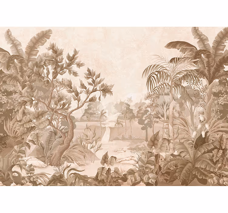 Store enrouleur beige vue sur une jungle tropicale - TenStickers