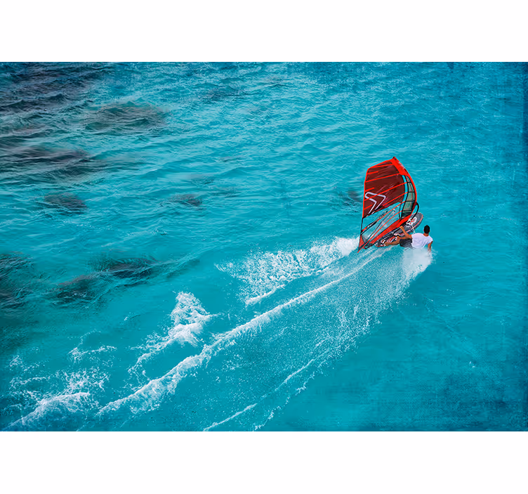 Store enrouleur bleu planche à voile dans l'eau - TenStickers