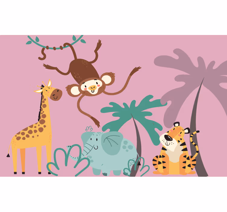 Store enrouleur violet animaux de safari colorés - TenStickers