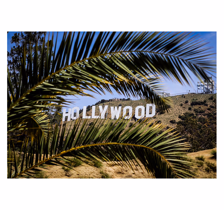 Store enrouleur salon enseigne d'hollywood et arbre - TenStickers
