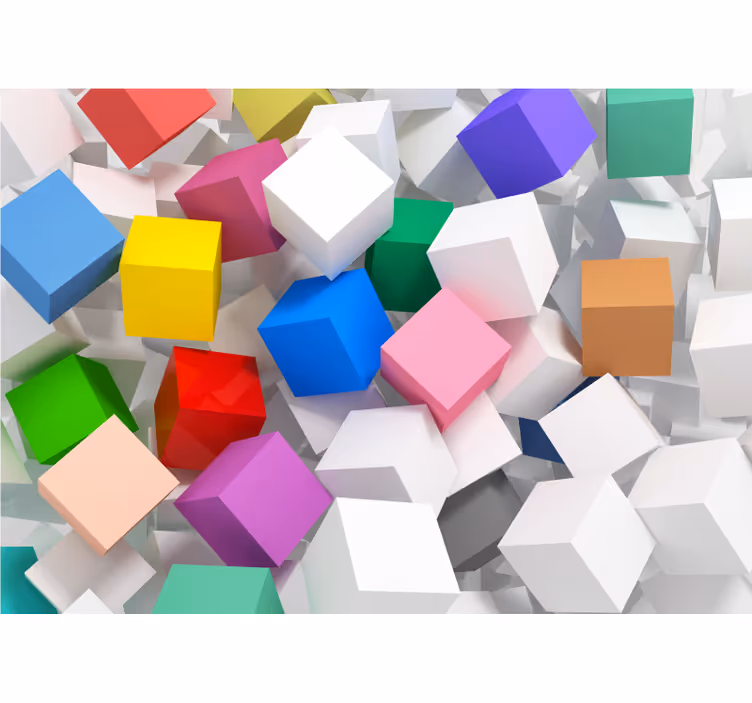 Store enrouleur salon cubes 3d de différentes couleurs - TenStickers