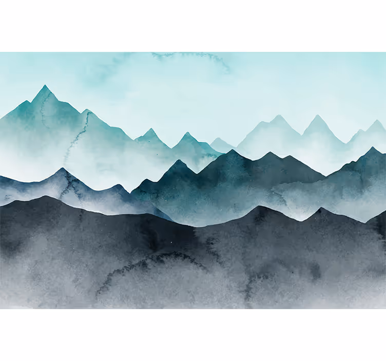 Store enrouleur salon montagnes bleues peintes - TenStickers