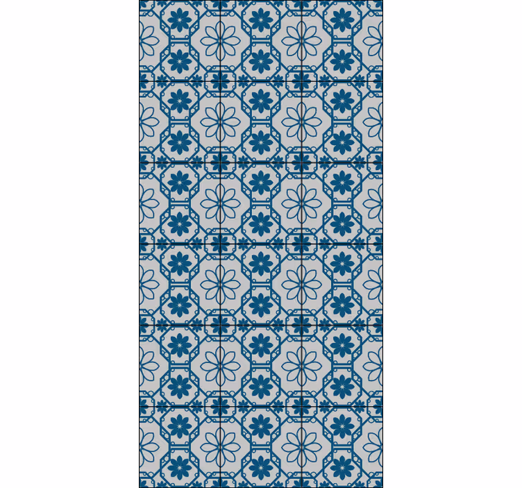 Store enrouleur bleu carreaux mosaïque florale - TenStickers