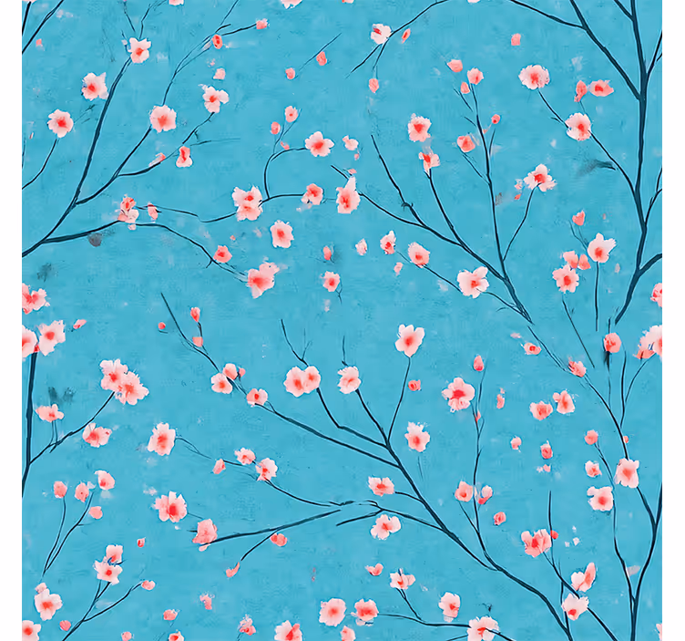 Store enrouleur bleu fleurs de cerisier teal - TenStickers