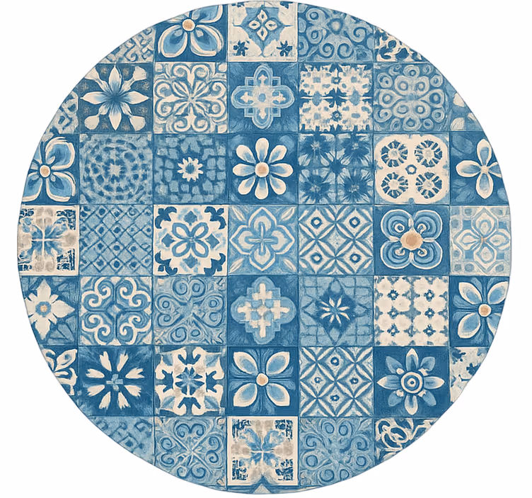 Store enrouleur bleu carreaux mosaïque circulaires - TenStickers