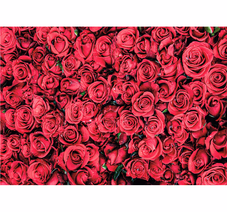 Store enrouleur salon fleurs rouges sur fond texturé - TenStickers