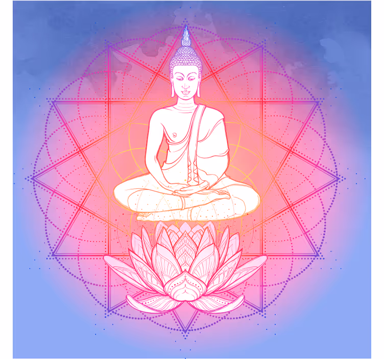 Store enrouleur salon mandala bouddha en méditation - TenStickers