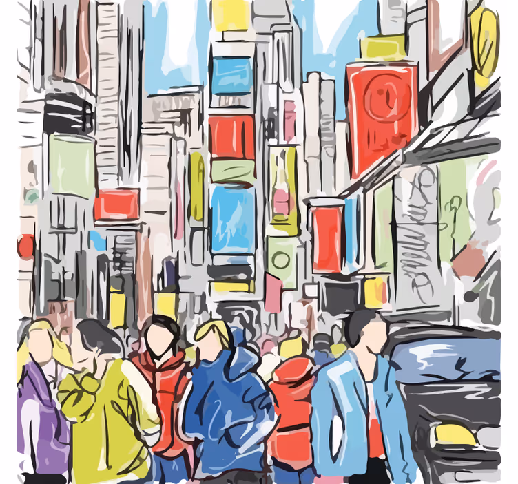 Store enrouleur salon personnes modernes de new york - TenStickers