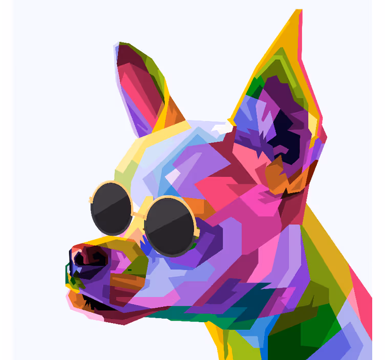 Store enrouleur salon chihuahua multicolore avec lunettes - TenStickers