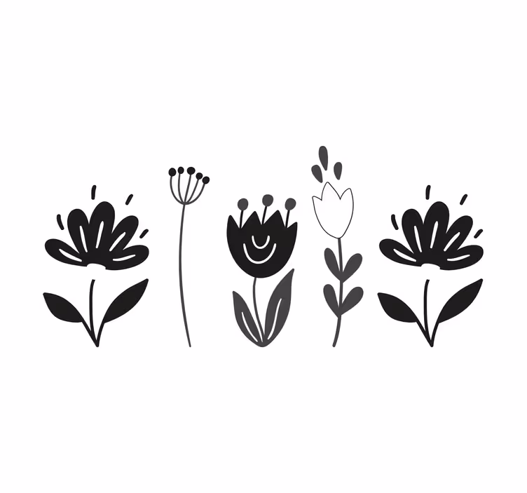 Store enrouleur salon fleurs noires et blanches - TenStickers