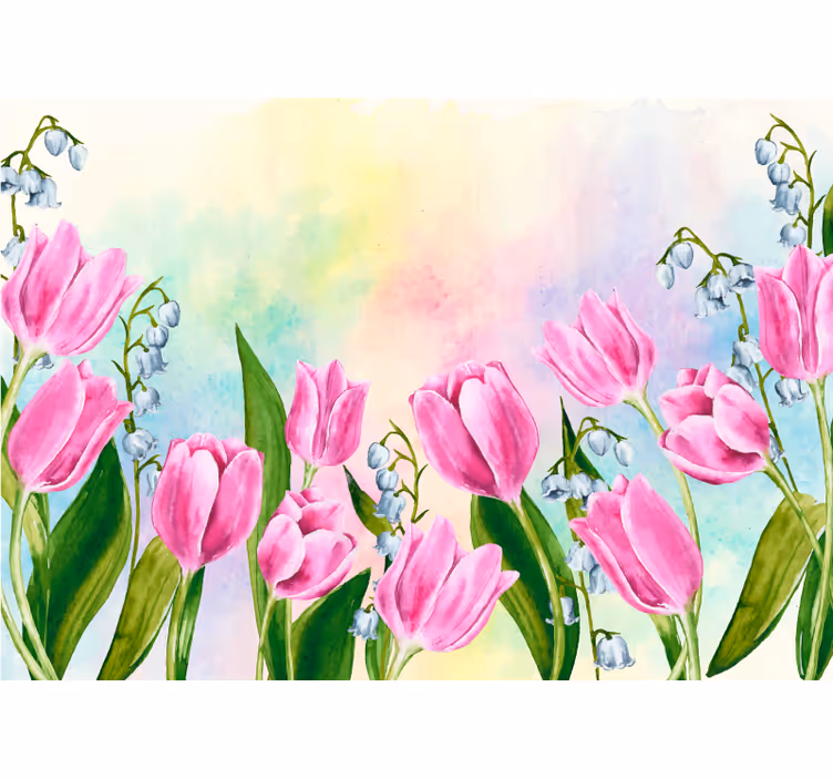 Store enrouleur salon avec de nombreux tulipes - TenStickers