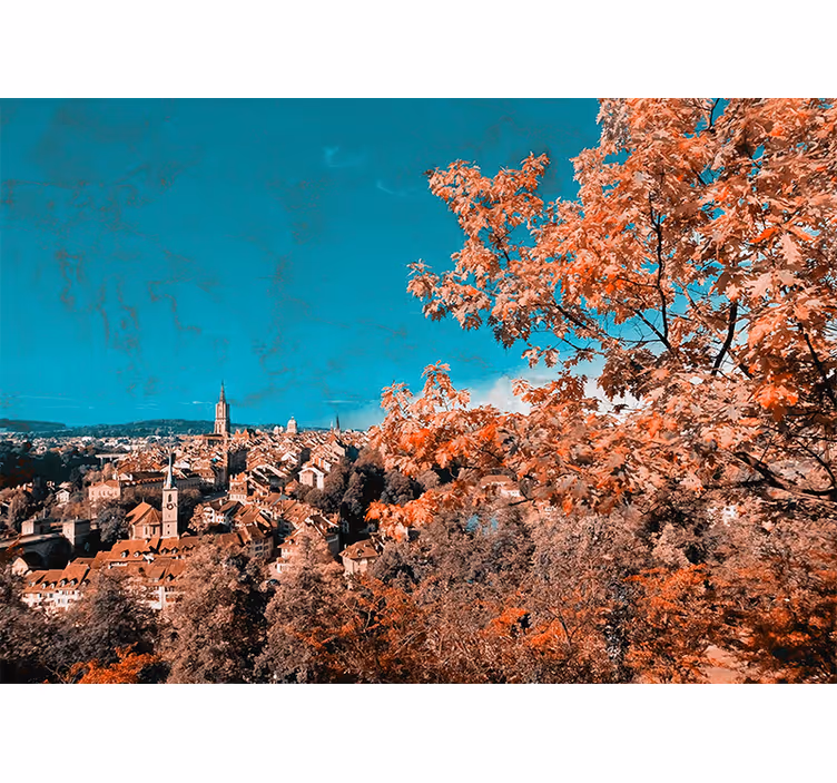Store enrouleur salon arbres aux feuilles d'automne - TenStickers