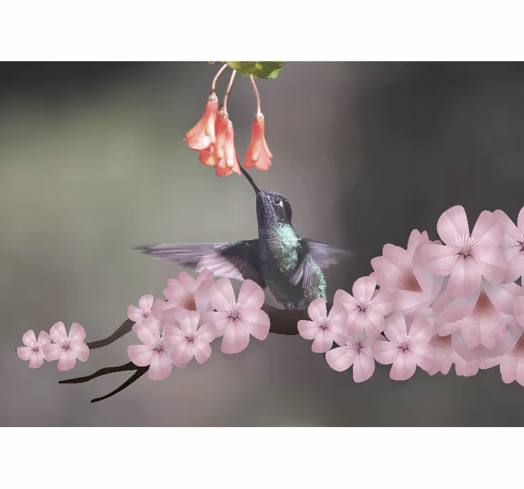 Store enrouleur salon oiseau bordeaux sur arbre - TenStickers