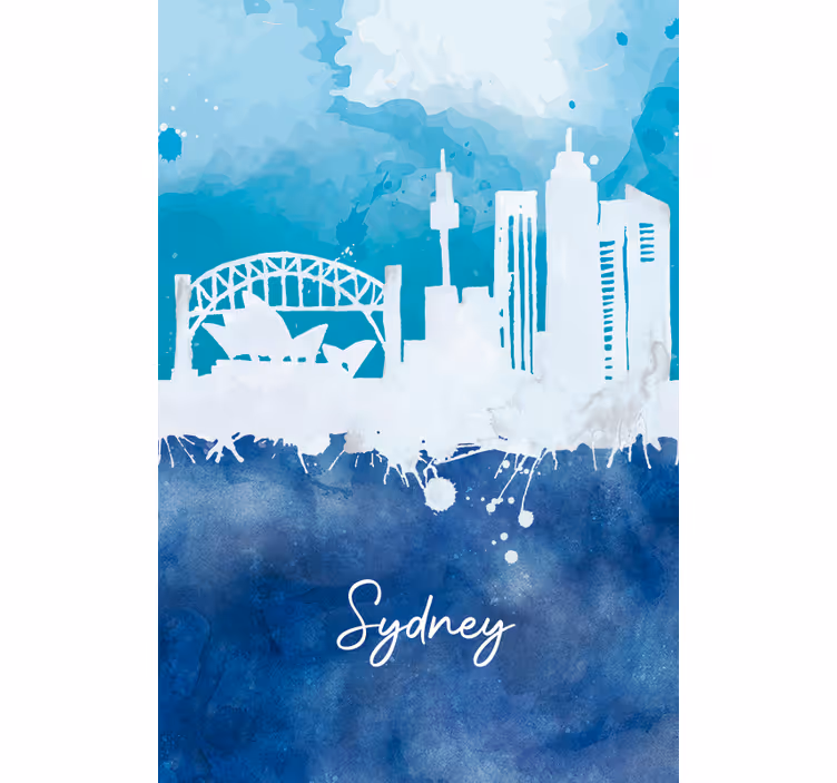 Store enrouleur salon paysage aquarelle sydney - TenStickers