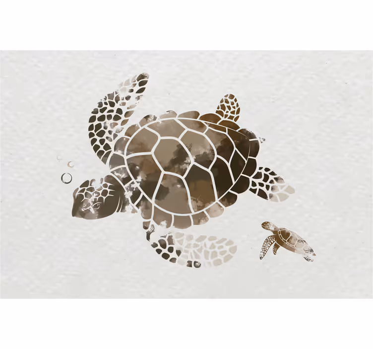 Store enrouleur salon tortue aquarelle marron - TenStickers