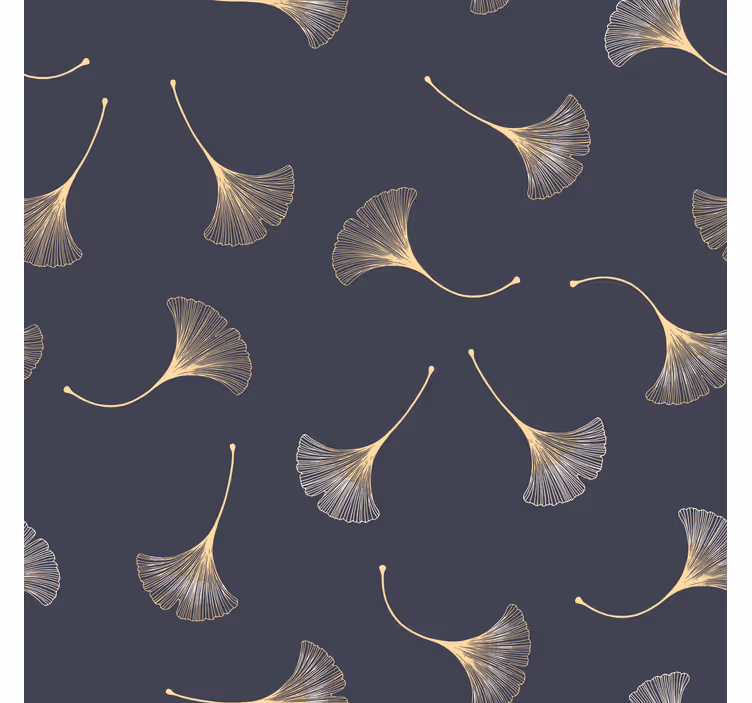 Store enrouleur salon feuille de ginkgo marine et or - TenStickers