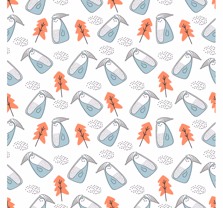 Store enrouleur salon pingouins minimalistes avec arbres - TenStickers
