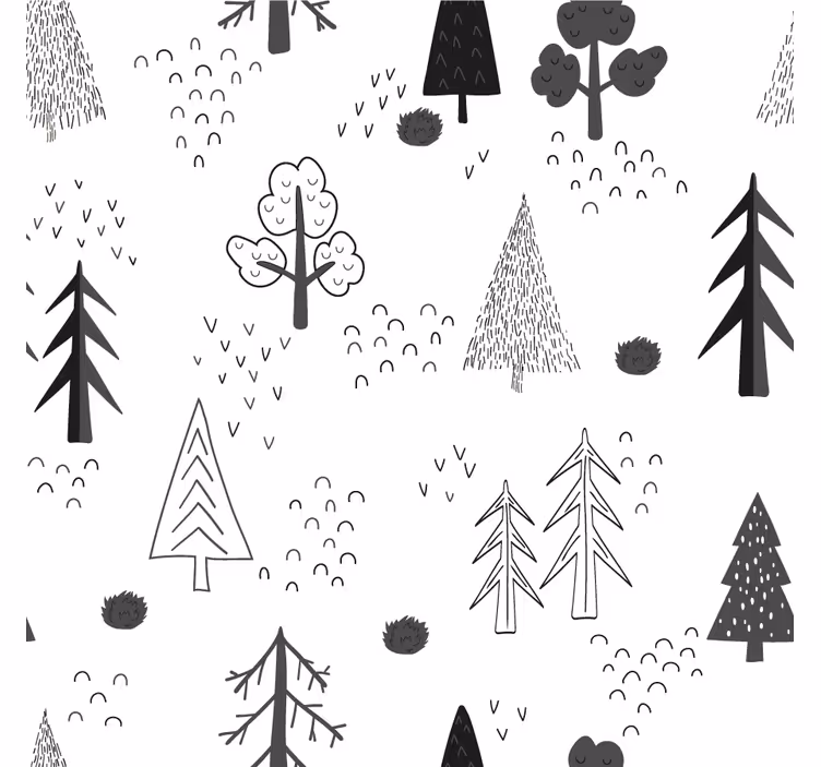 Store enrouleur salon arbres minimalistes blancs nordiques - TenStickers