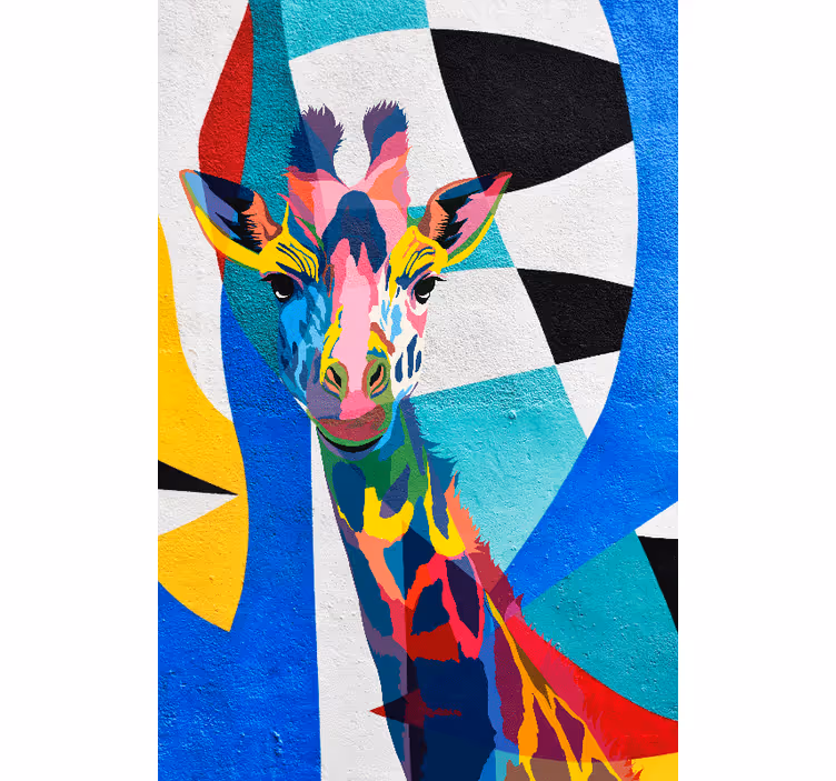 Store enrouleur salon girafe colorée abstraite - TenStickers