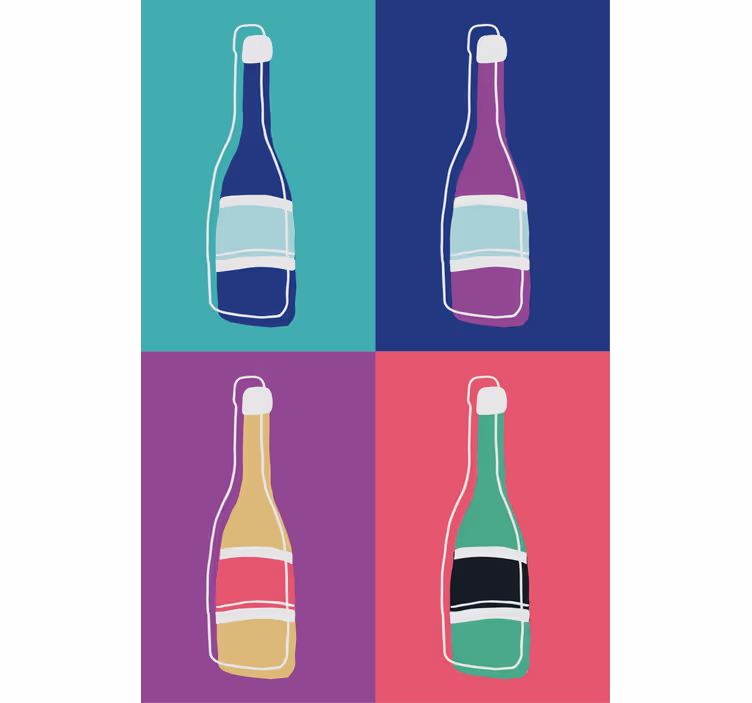Store enrouleur salon bouteilles de champagne pop art - TenStickers