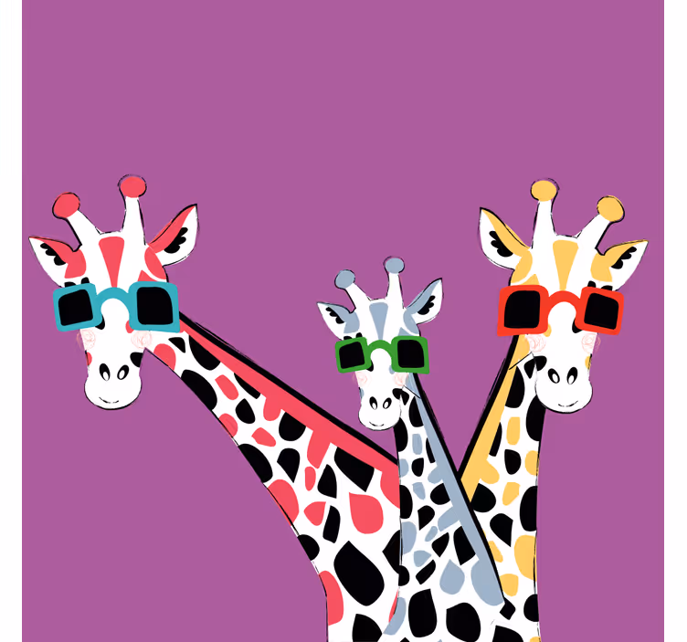 Store enrouleur salon girafes rigolotes avec lunettes - TenStickers