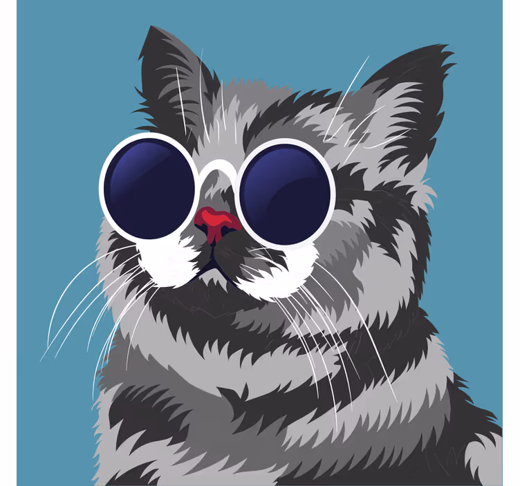 Store enrouleur salon tableau drôle de chat gris - TenStickers