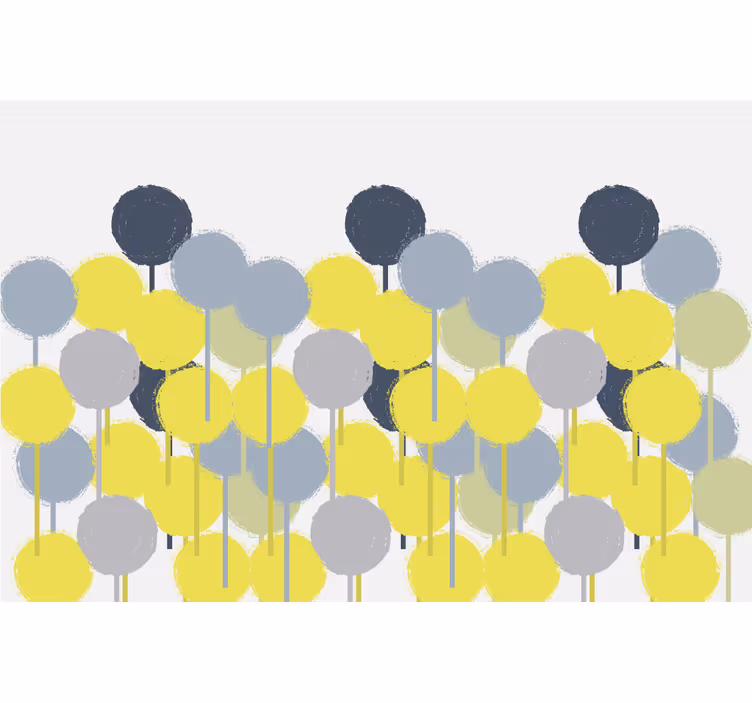 Store enrouleur salon art minimaliste cercles jaunes et gris - TenStickers
