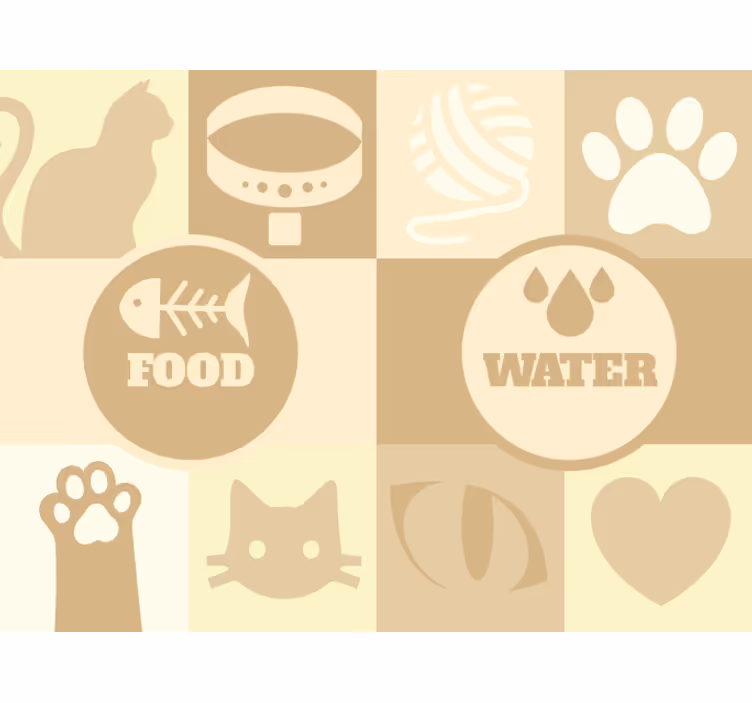 Store enrouleur beige pour eau et nourriture de chat - TenStickers