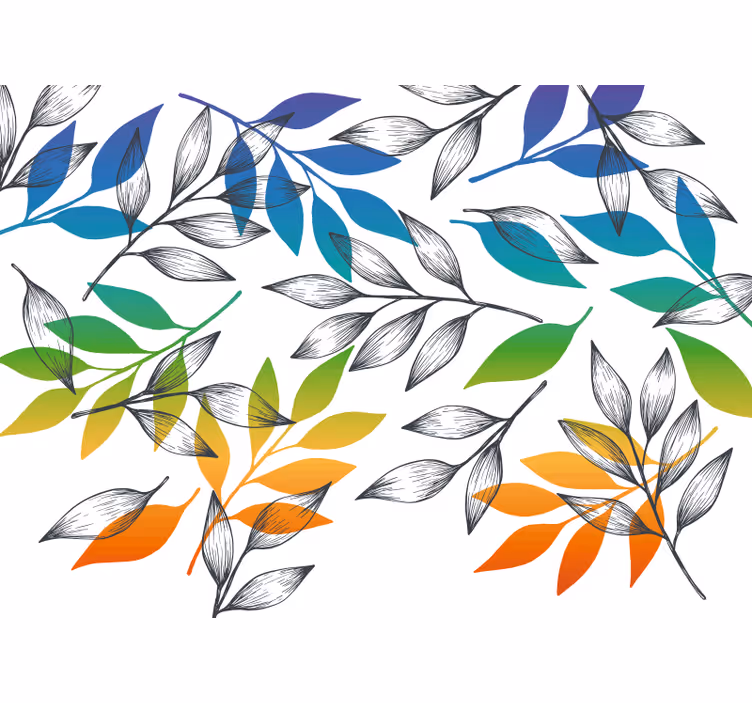 Store enrouleur chambre motif feuilles arc-en-ciel - TenStickers