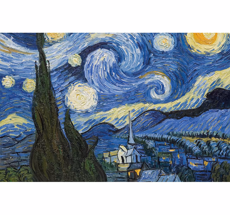 Store enrouleur chambre nuit étoilée de van gogh - TenStickers