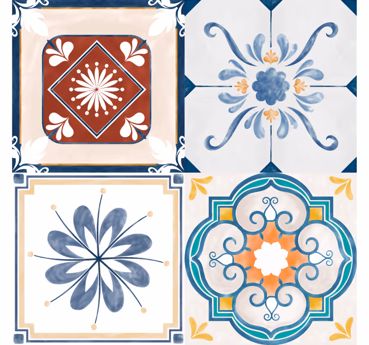 Store enrouleur chambre carreaux vintage - TenStickers