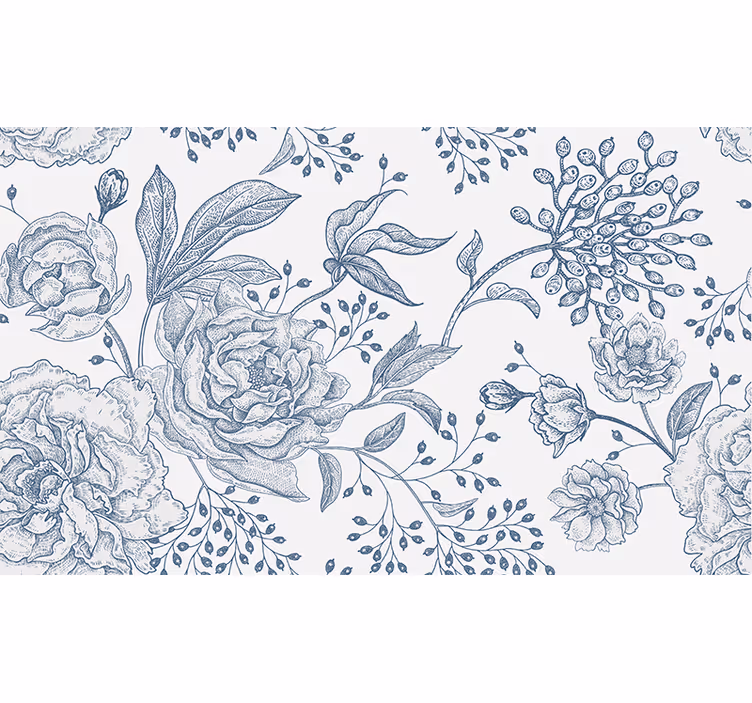 Store enrouleur blanc design floral rétro - TenStickers