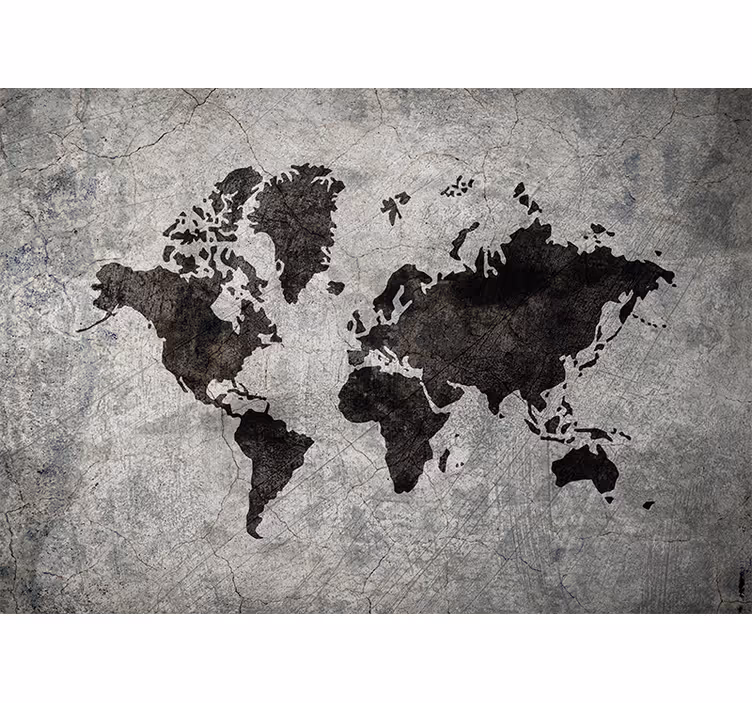 Store enrouleur gris carte du monde industrielle - TenStickers