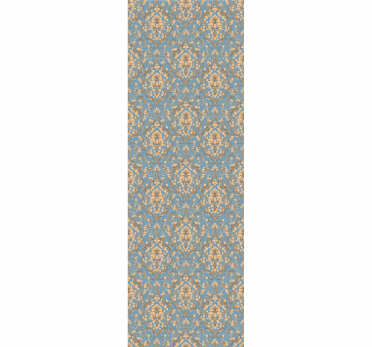 Store enrouleur vintage motif feuilles turquoise et or - TenStickers