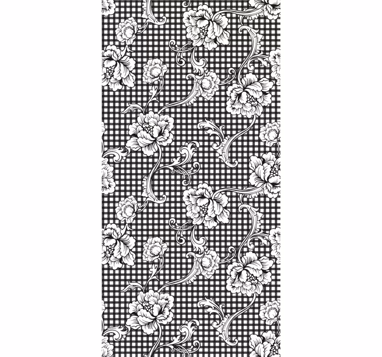 Store enrouleur vintage motif vichy noir et blanc - TenStickers